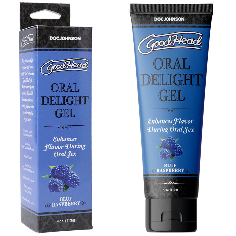 GoodHead Oral Delight Gel - Blue Raspberry - Blue Raspberry Flavoured Oral Gel - 120 ml Tube