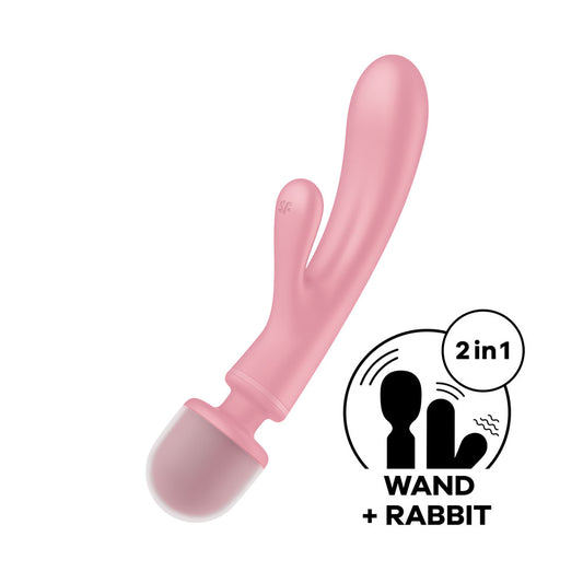 Satisfyer Triple Lover - Pink USB Rechargeable Rabbit Vibrator and Massage Wand