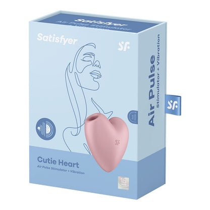 Satisfyer Cutie Heart - Light Pink - Light Pink USB Rechargeable Air Pulsation Stimulator with Vibration