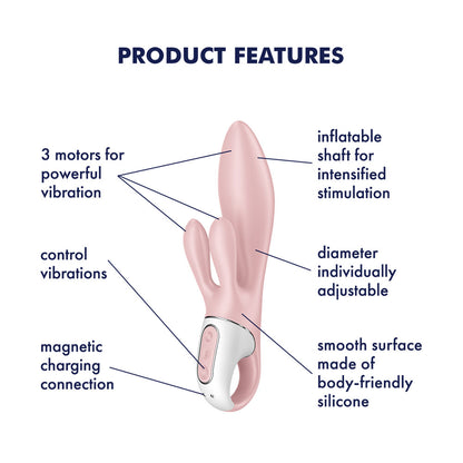 Satisfyer Air Pump Bunny 3 - Pink USB Rechargeable Inflatable Rabbit Vibrator