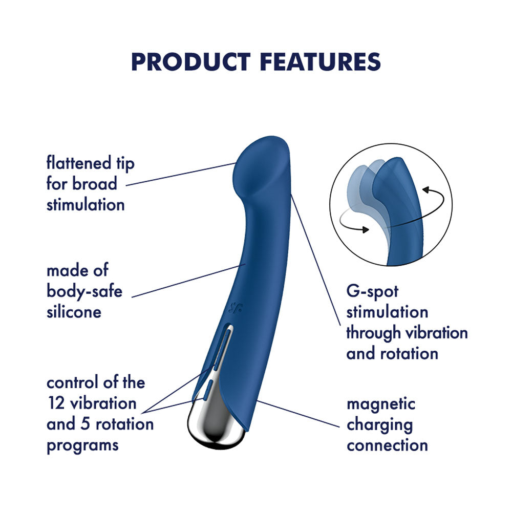 Satisfyer Spinning G-Spot 1 - Blue - Blue 16.5 cm USB Rechargeable Rotating Vibrator