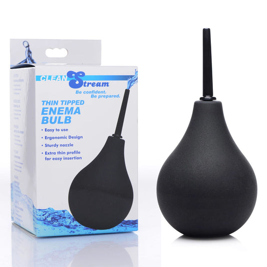 CleanStream Thin Tip Silicone Enema Bulb - Black Unisex Douche