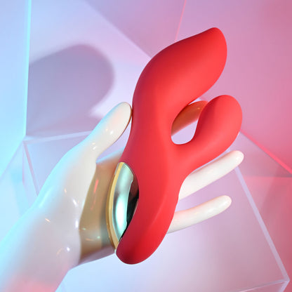 Adam & Eve EVE'S BIG AND CURVY G - Red 19.8 cm USB Rechargeable Rabbit Vibrator