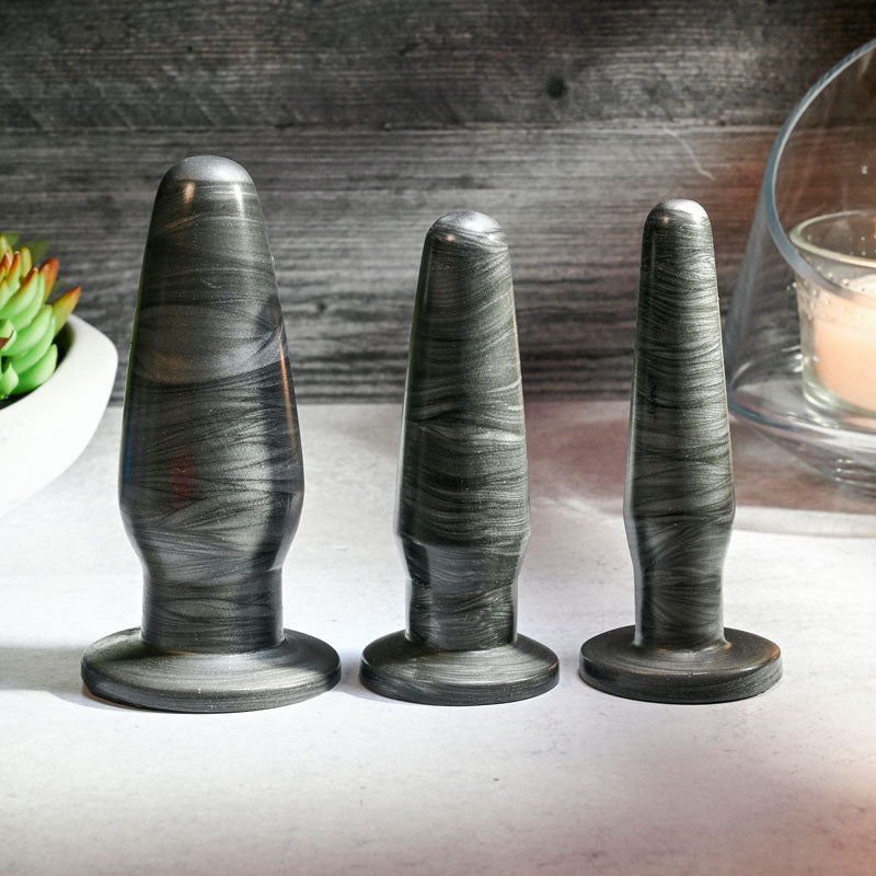 Adam & Eve ANAL ROCKETS TRAINER SET - Black Butt Plugs - Set of 3 Sizes