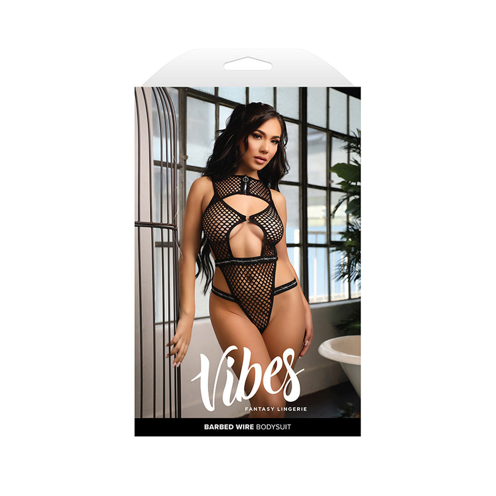 VIBES BARBED WIRE Net Bodysuit - M/L - Black - M/L Size