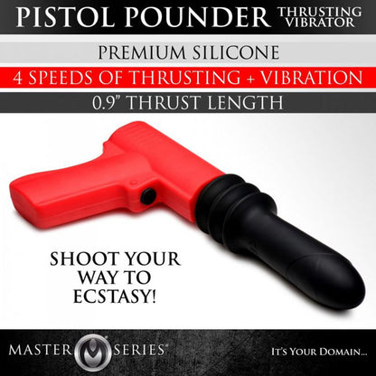 Master Series Pistol Pounder Thrusting Vibrator - Black/Red Thrusting Vibrator with Gun Handle