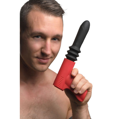 Master Series Pistol Pounder Thrusting Vibrator - Black/Red Thrusting Vibrator with Gun Handle