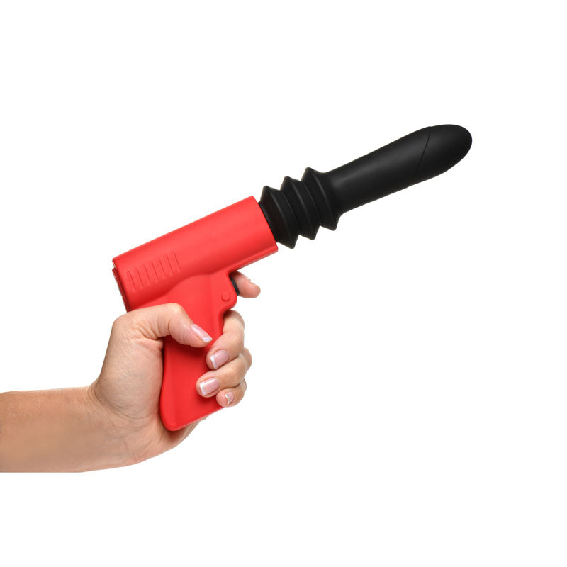 Master Series Pistol Pounder Thrusting Vibrator - Black/Red Thrusting Vibrator with Gun Handle