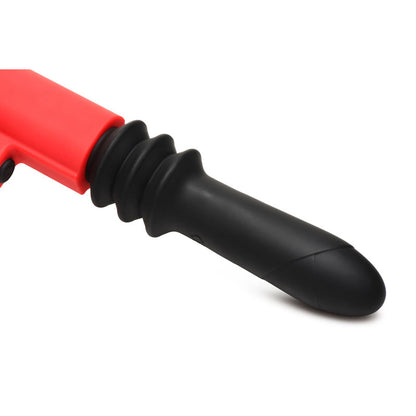 Master Series Pistol Pounder Thrusting Vibrator - Black/Red Thrusting Vibrator with Gun Handle