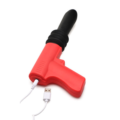 Master Series Pistol Pounder Thrusting Vibrator - Black/Red Thrusting Vibrator with Gun Handle