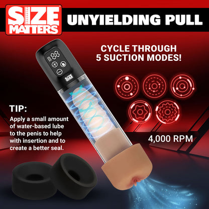 Size Matters Sucking Penis Pump - Clear USB Rechargeable Penis Pump