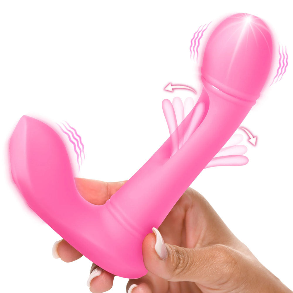 Inmi Flickers G-Flick Flicking G-Spot Vibrator - Pink 15 cm USB Rechargeable Flicking Vibrator with Remote