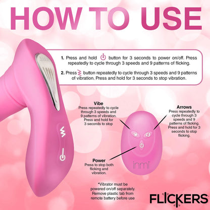 Inmi Flickers G-Flick Flicking G-Spot Vibrator - Pink 15 cm USB Rechargeable Flicking Vibrator with Remote