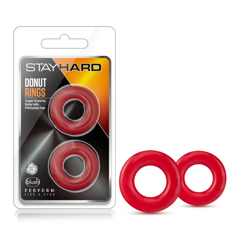 Stay Hard Donut Rings - Red Cock Rings - Set of 2