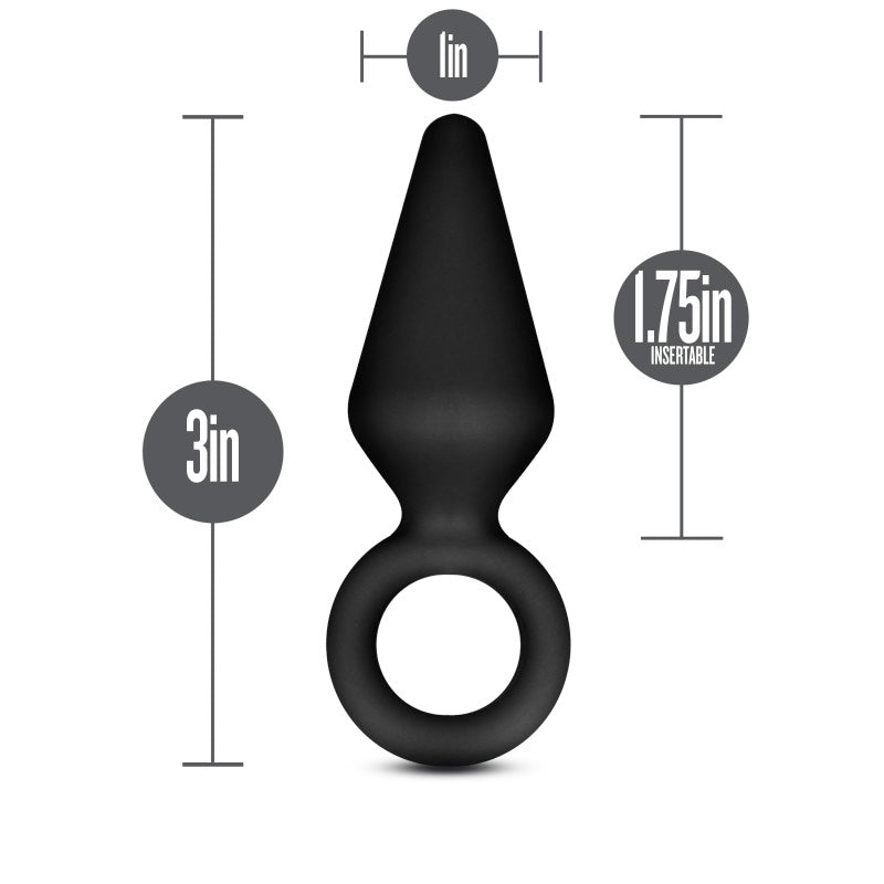 Anal Adventures Platinum Loop Plug - Small - Black 7.6 cm Butt Plug