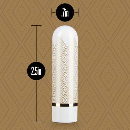 The Collection Glitzy Deco - White/Gold 6.4 cm (2.5'') USB Rechargeable Bullet