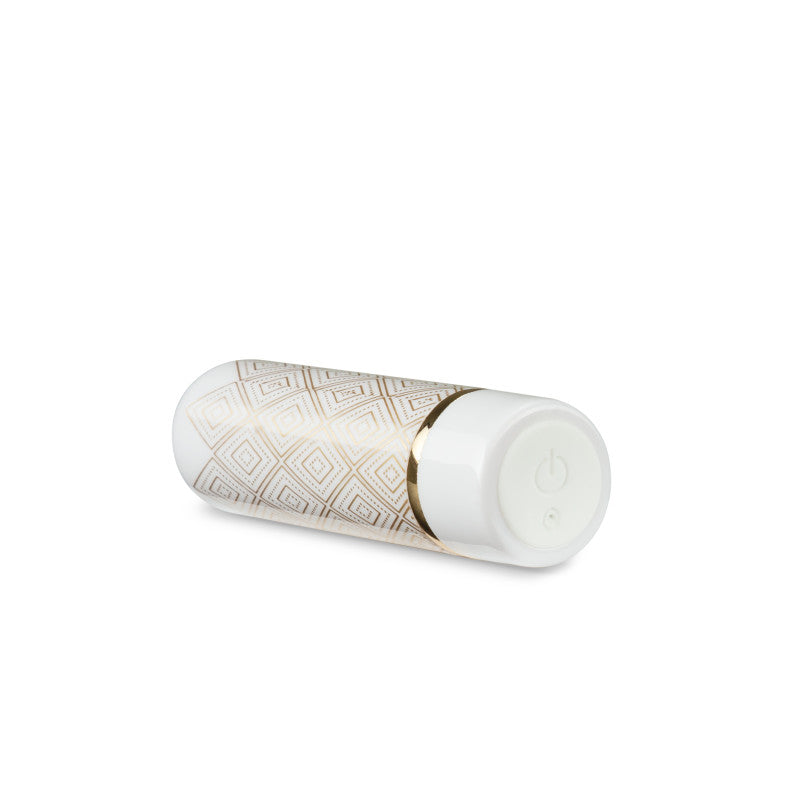 The Collection Glitzy Deco - White/Gold 6.4 cm (2.5'') USB Rechargeable Bullet