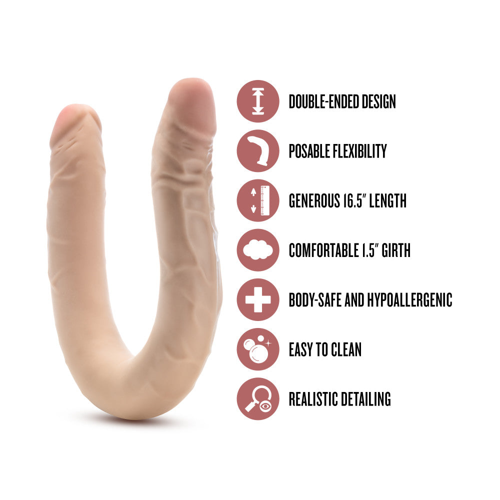 Dr. Skin Plus 16.5'' Posable Double Dong - Flesh 42 cm Double Dong