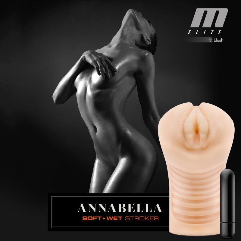 M Elite Soft and Wet - Annabella - Flesh Vibrating Vagina Stroker