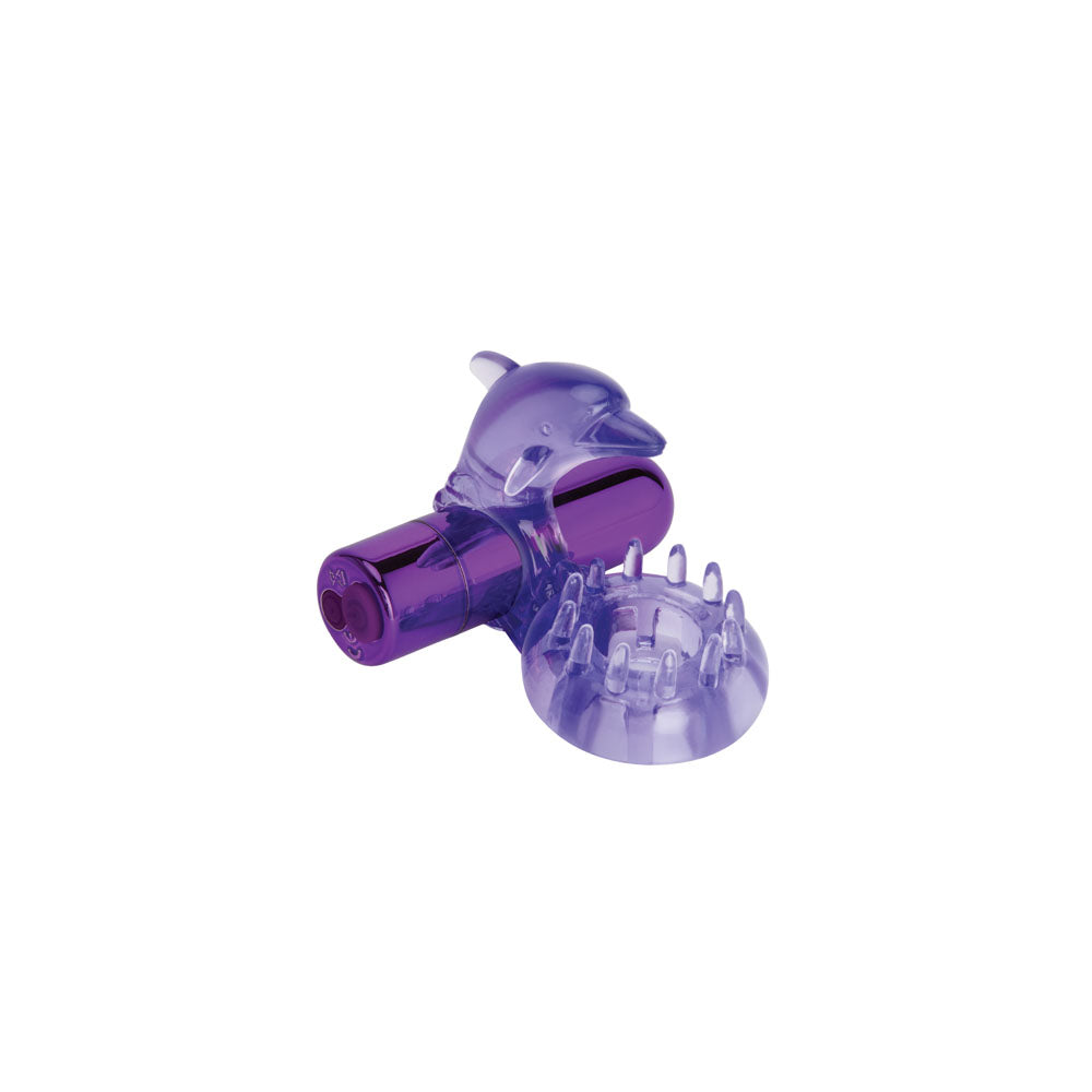 Bodywand Rechargeable Dolphin Ring with Clit Ticklers - Purple USB Rechargeable Vibrating Cock Ring