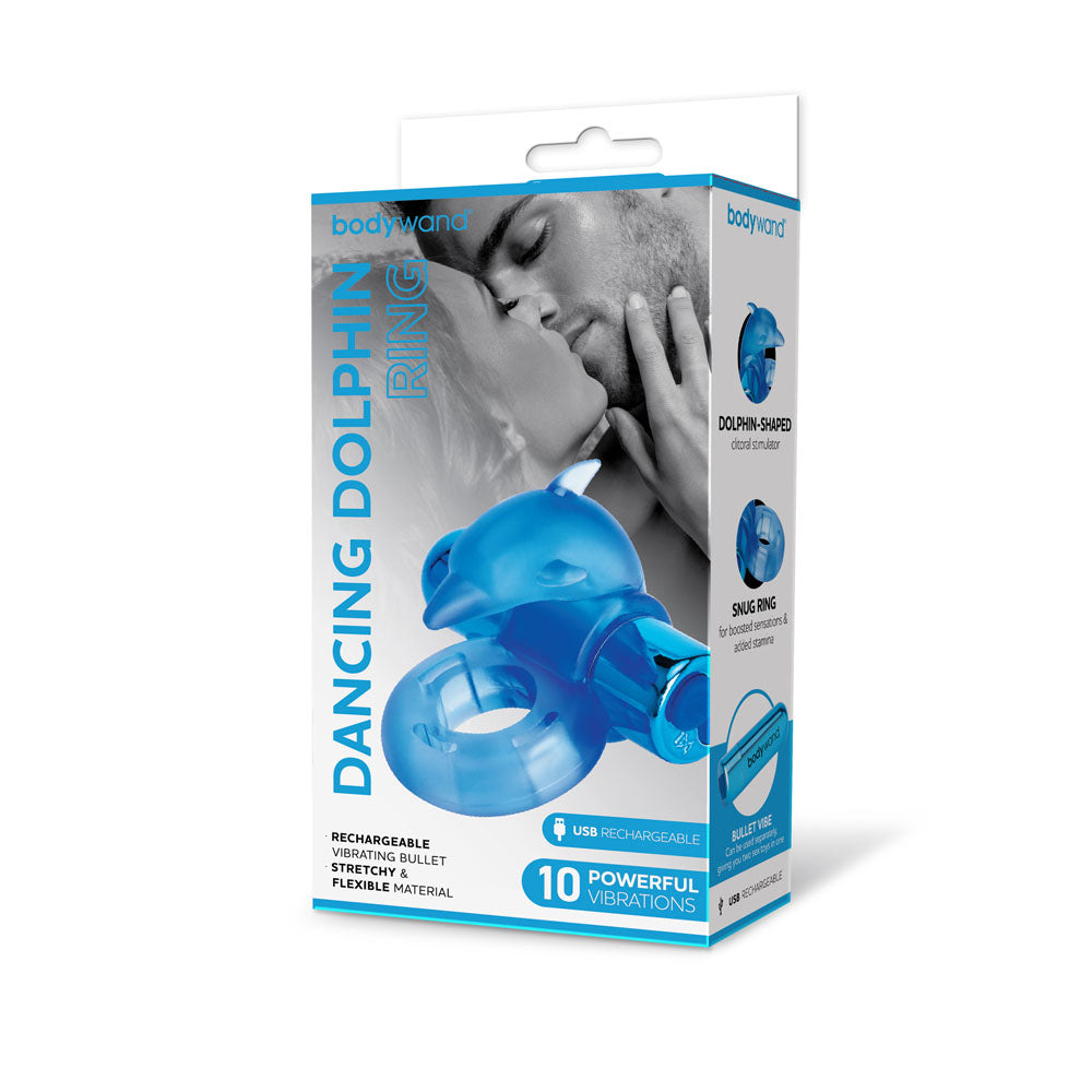 Bodywand Rechargeable Dancing Dolphin Ring - Blue USB Rechargeable Vibrating Cock Ring