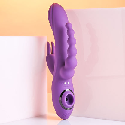 Evolved FOURGASM - Purple 21.9 cm USB Rechargeable Triple Vibrator with Suction