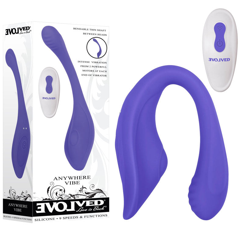 Evolved ANYWHERE VIBE - Purple USB Rechargeable Flexible Vibe with Remote