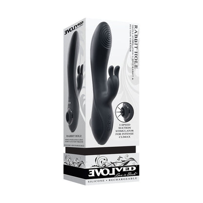 Evolved RABBIT HOLE - Black 21.2 cm USB Rechargeable Rabbit Vibrator