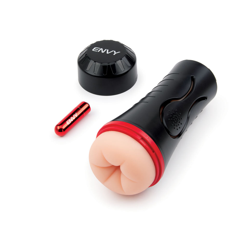 ENVY Squeezable Rear Clutch Stroker - Flesh Vibrating Anal Stroker