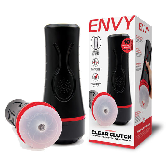 ENVY Squeezable Clear Clutch Stroker - Clear Vibrating Stroker