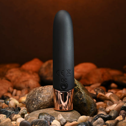 Gender X THE GOLD STANDARD - Black/Rose Gold 10 cm USB Rechargeable Bullet