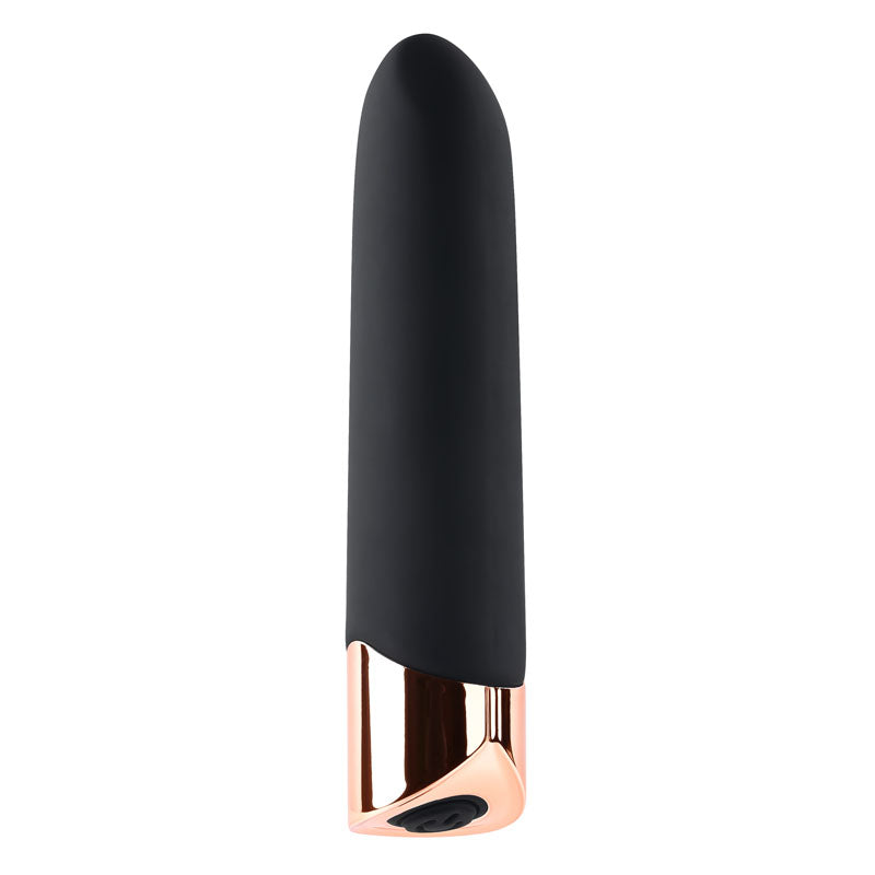 Gender X THE GOLD STANDARD - Black/Rose Gold 10 cm USB Rechargeable Bullet