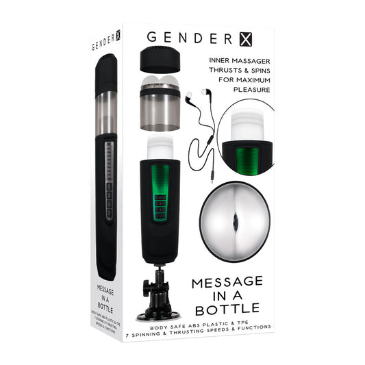 Gender X MESSAGE IN A BOTTLE - USB Rechargeable Thrusting & Spinning Masturbator