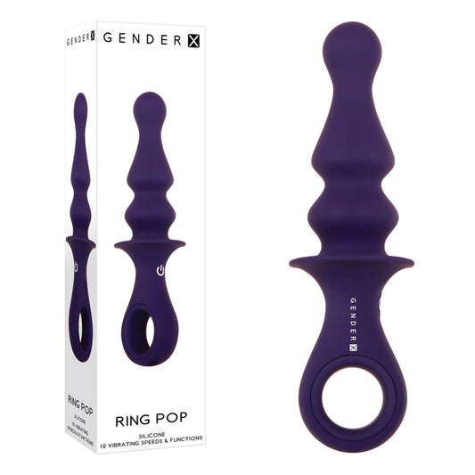 Gender X RING POP - Dark Blue 15.2 cm USB Rechargeable Vibrating Anal Plug