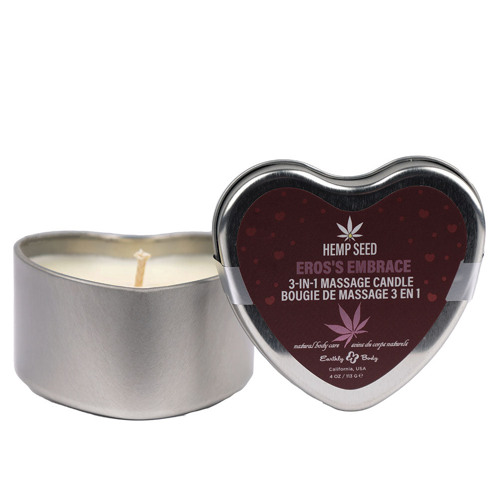 EB Hemp Seed 3 in 1 Massage Heart Candle - Eros Embrace - Eros Embrace (Fuji Apple, Asian Pear, Sumire Violet) - 113 g