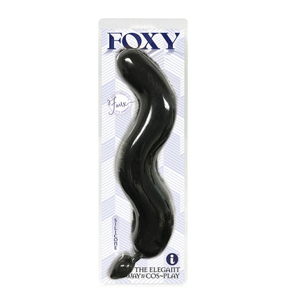 Foxy Fox Tail Silicone Butt Plug - Black - 46 cm Tail