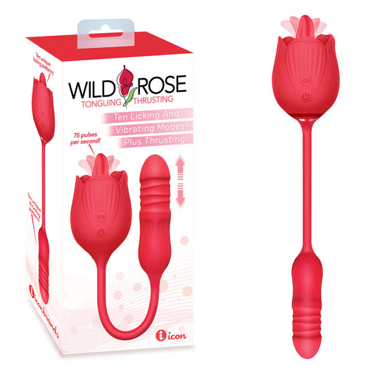 Wild Rose Lick & Thrust - Red USB Rechargeable Air Pulse Stimulator and Vibrator