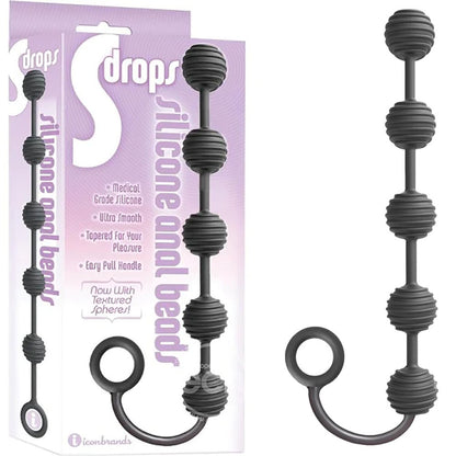 S-Drops Silicone Anal Beads - Black Anal Beads