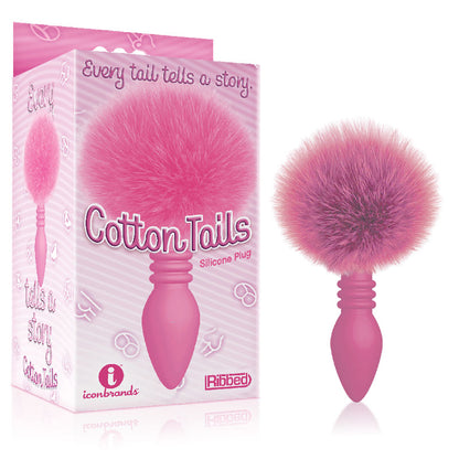 The 9's Cottontails, Ribbed Pink - Pink Butt Plug with Bunny Tail