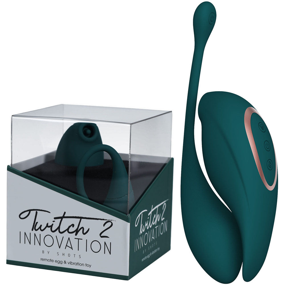 Twitch 2 - Green - Green US Rechargeable Suction Vibrator with Remote Vibrating Egg