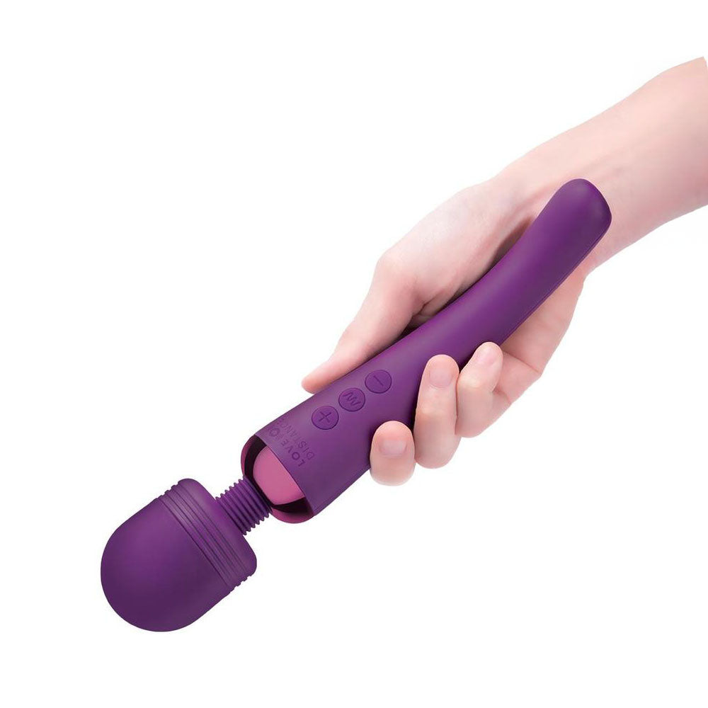 Love Distance GRASP - Purple 22.9 cm USB Rechargeable Massager Wand with App Control