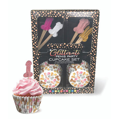 Glitterati - Penis Party Cupcake Set - Party Cupcake Set - Set of 24