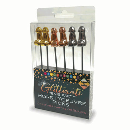 Glitterati Hors d'Oeuvre Picks - 6 Pack - Stainless Steel 18 cm Food Picks - Set of 6