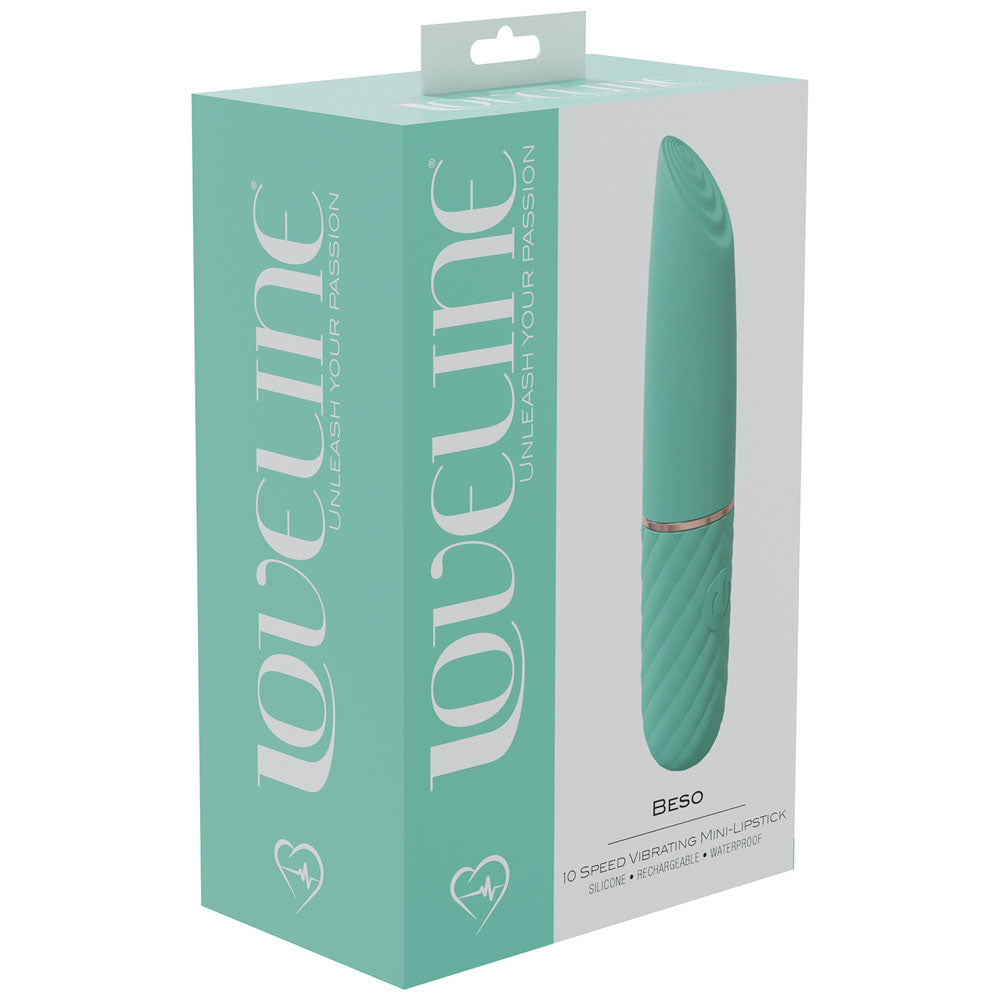 LOVELINE Beso - Green - Green 10.6 cm USB Rechargeable Mini Lipstick Vibrator