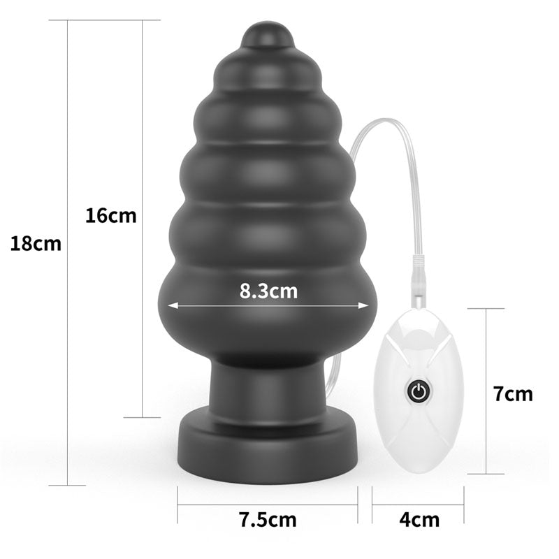 King Sized 7'' Vibrating Anal Cracker - Black 17.8 cm XL Vibrating Butt Plug