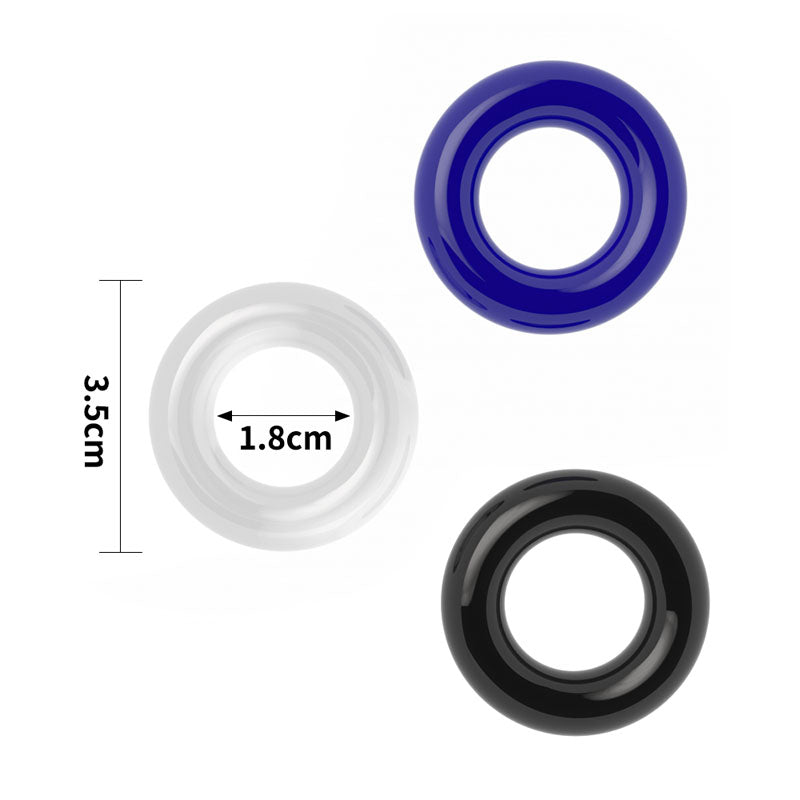 Power Plus Triple Donut Ring Set - Coloured Cock Rings - Set of 3