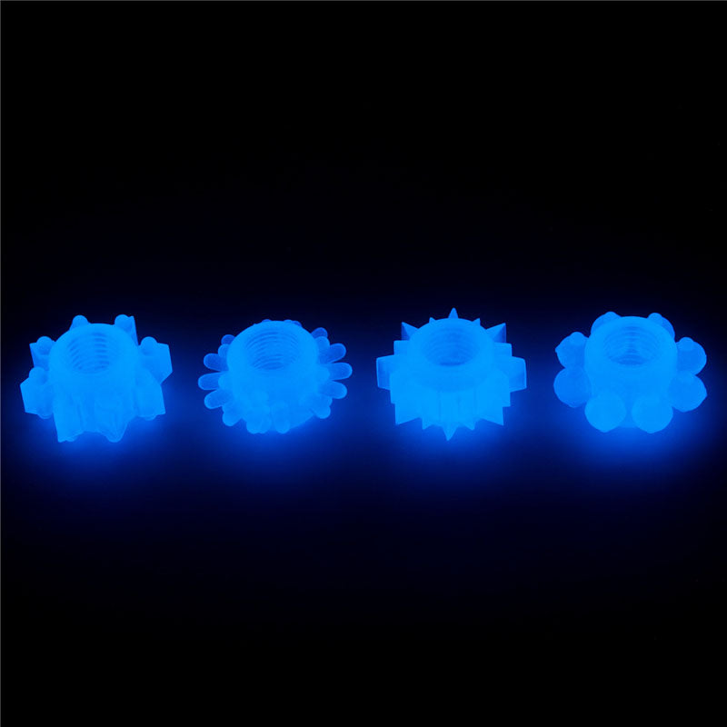 Lumino Play Penis Rings 4 Pack - Glow in the Dark Blue Cock Rings - Set of 4