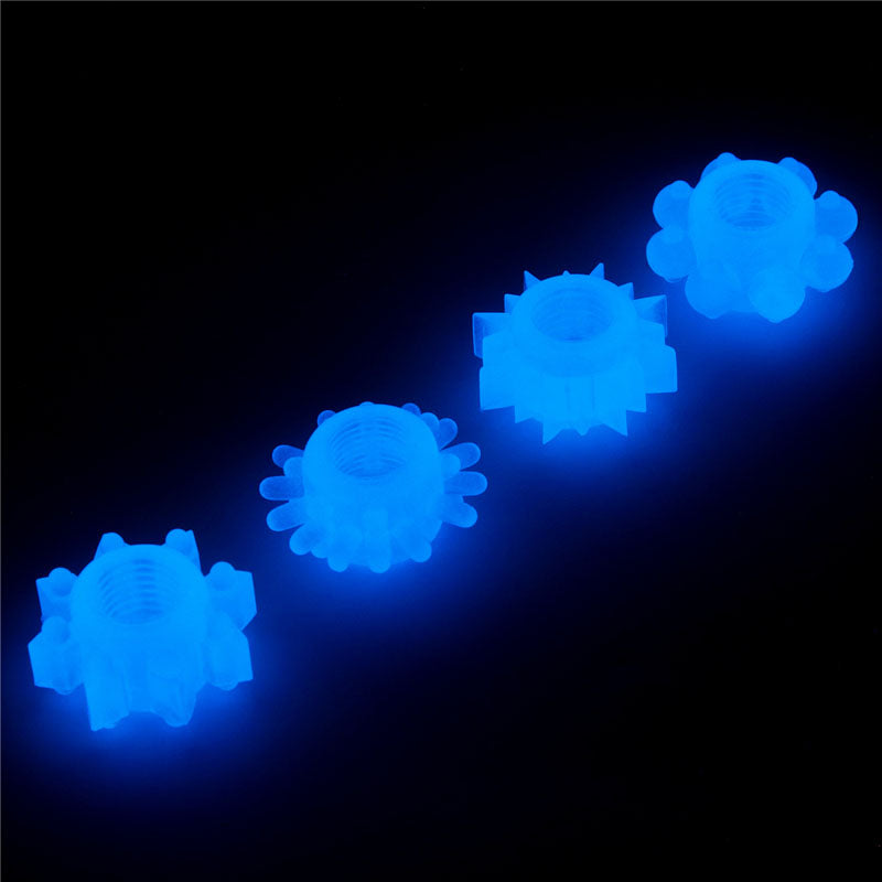 Lumino Play Penis Rings 4 Pack - Glow in the Dark Blue Cock Rings - Set of 4