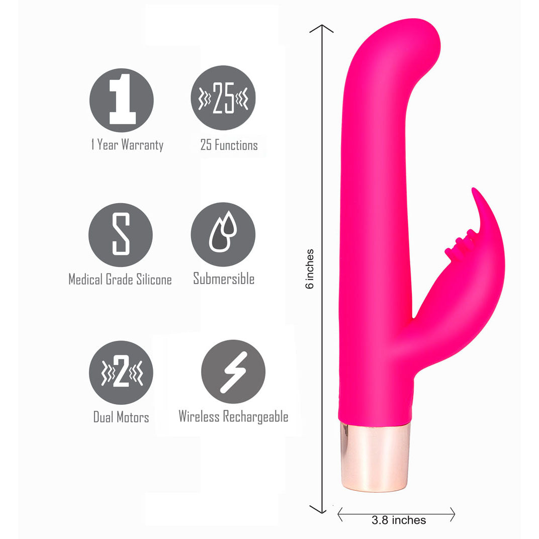 Maia HAILEY PRO - Pink 15.2 cm QI Wireless Rechargeable Rabbit Vibrator