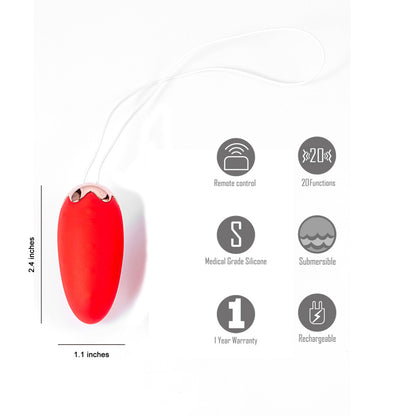 Maia SHORTCAKE - Red USB Rechargeable Vibrating Egg with Wireless Remote